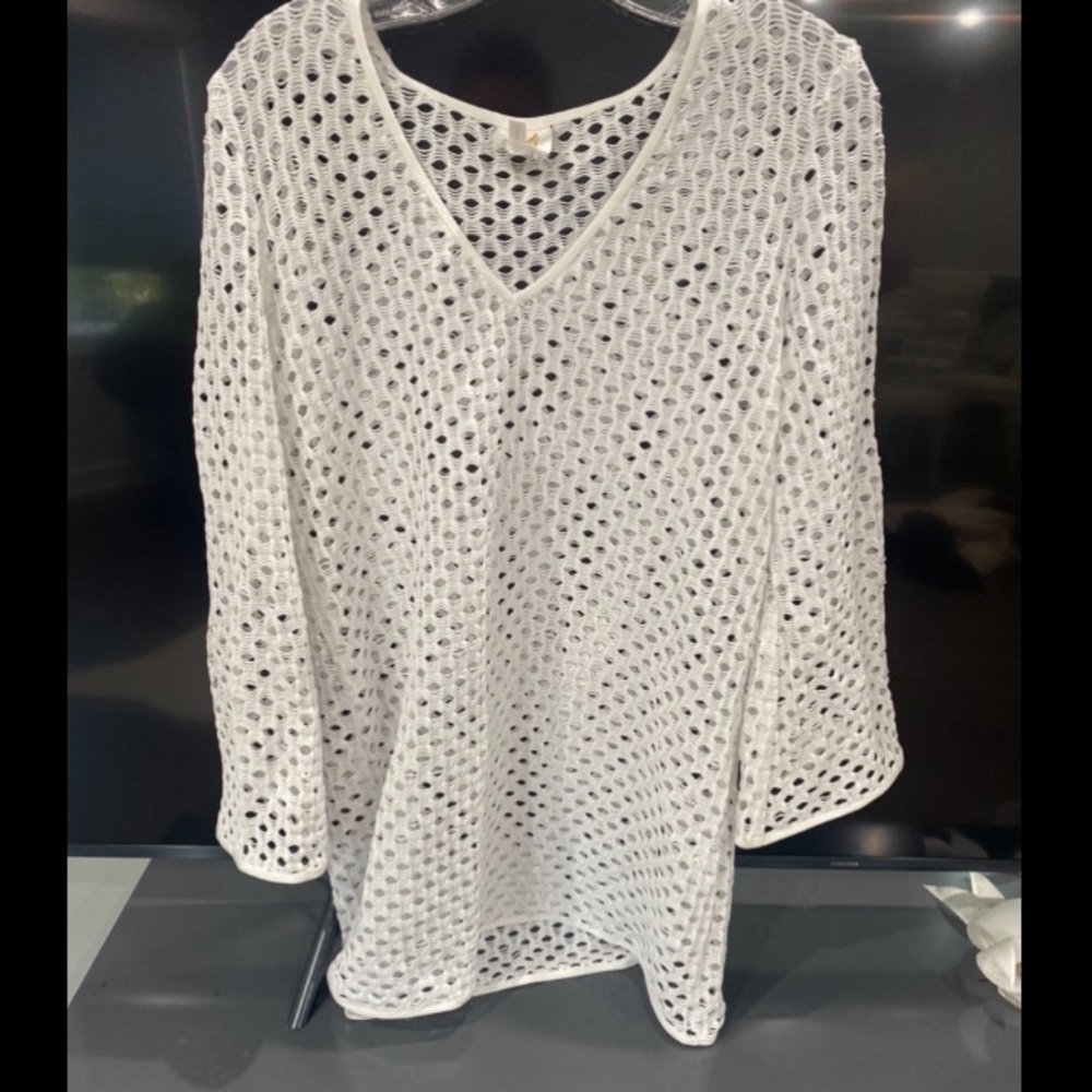 Milly Cabana Mykonos White Open Knit Coverup Size M